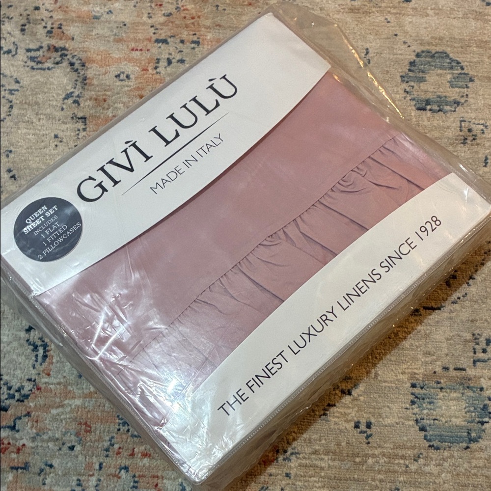 GIVI LULU Made in Italy Vintage Pink Ruffle Sheet Set
